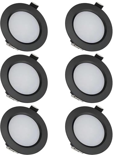 ANYPOWK Luminaires Encastrés à Ressort de 12 Volts pour Camping-Car, Bateau, Remorque, Camping-Car - Lumière du Jour 6500K, 3W, 270 Lumens, Spots Basse Tension Réglables en Luminosité, Lot de 6