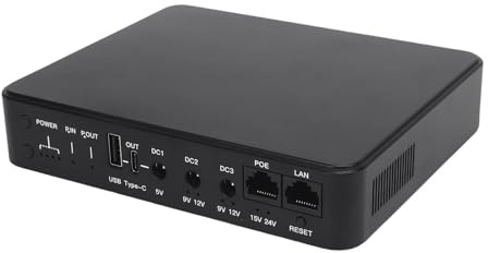 Mini DC UPS 18000MAH Lithium Ionen Ununterbrochene Stromversorgung mit 6 Anschlüssen DC 5V 9V 12V PoE 15V 24V USB Typ C 5V Ausgänge für Router und Home Office Backup