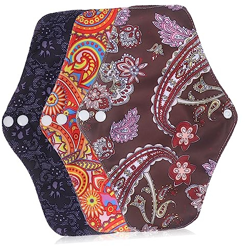 ERINGOGO Wiederverwendbare Menstruationsbinden 3 Stück Bambuskohle Baumwolle Waschbar Saugfähig Mit Druckknopf Befestigung Damenbinde Für Atmungsaktive Damenhygiene Und Inkontinenz