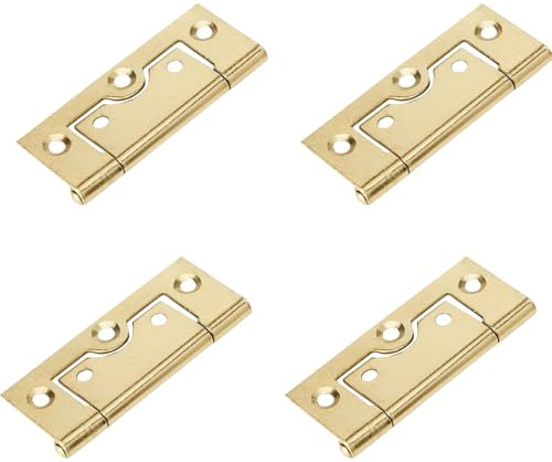4 Pcs Brass Flush Door Hinges 75mm (3 inch) Heavy Duty Non-Mortise No Noise Bifold Door Hinges for Internal External Doors Cupboard Cabinets