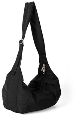 ZOVYRON Mezzaluna - Borsa a tracolla da donna, in nylon, a mezza luna, leggera, con tracolla larga regolabile, per viaggi, lavoro e uso quotidiano, Nero , medium