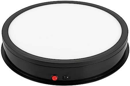 Dofanqing Drehbarer Präsentationsständer Drehteller elektrisch Drehscheibe 360° drehbar 42 cm mit Fernbedienung LED-Licht für Schmuck digitale Geräte Modellpräsentation