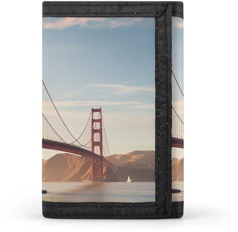 DWTJKMS Golden Gate Bridge Portefeuille minimaliste à trois volets pour homme Design moderne et tendance Porte-monnaie antivol pour cartes et espèces