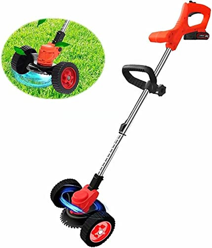 Tagliaerba Elettrico a Batteria ELD con Ruote, tagliaerba Ricaricabile Adatto per aziende agricole e pascoli, Rosso