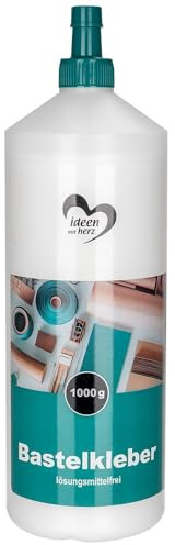 Ideen mit Herz Colla liquida a base d'acqua, priva di solventi, asciuga trasparente, adatta per bambini, ideale per legno, carta, foto, feltro, cartone, tessuti (1000 ml)
