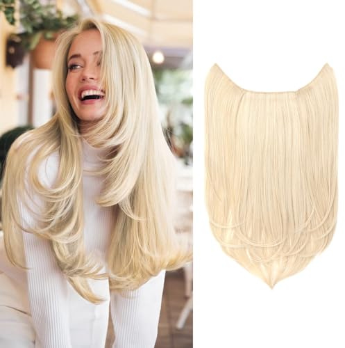 REECHO Clip-in Extensions - 4PC Hair Extensions Clip in Haarverlängerungen 40 cm, Layer-Cut, natürlich aussehende Haarteile mit unsichtbarem weichem Tressenband (Hellblond, 45 cm)