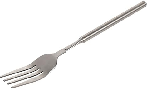 OEBUAFI Fourchette à Dîner Extensible en Acier Inoxydable, Fourchette Télescopique Légère et Portable à Long Manche, Couverts Idéaux pour le Barbecue, Longueur Réglable de 8,7 à 25,2