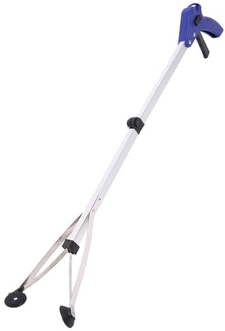 Abaodam Pince de Préhension Pliante Alliage Aluminium Blanche Outil Ramasseur Déchets Extensible pour Personnes Âgées et Handicapées Pince Ramasser Au Sol Pratique pour Intérieur et