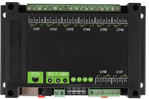 Industrial Grade 8 Channel Ethernet Relay Module, PoE Port RTU TCP Protocol, 8 Channel Relay Module with Protection Circuits, Flash Function for Industrial Control Equipment, Rail