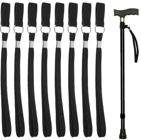 8 Pièces Dragonnes pour Canne de Marche Kit, Sangles de Bâton de Marche Noires, Sangles de Poignet Pratiques, Accessoires pour Bâtons de Marche, oucle de Poignet pour Canne pour un Meilleur Support