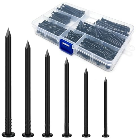Forbabe Juego de 300 clavos de acero para cuadros de uñas pequeñas para paredes de hormigón, clavos de hormigón, marcos de fotos, uñas, carpintería, ladrillo