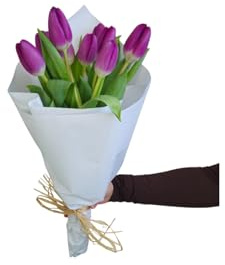 FLORES SOLIDARIAS - Ramo De Tulipanes Naturales - Ramo De Flores - 30 Tulipanes Tallos Violeta - Ramos De Flores Naturales A Domicilio - Regalos San Valentin - Envio 24H