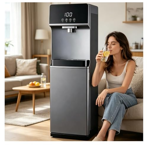 Dispensador De Agua Caliente Digital,dosificador Agua Garrafas 5,Enfriador De Agua con Bloqueo Infantil Inteligente,Maquina De Agua Fria Y Caliente Inicio,Gris