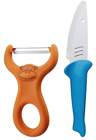 WMF Willy Mia Fred Kinderkoch-Set 2-teilig, Kindermesser, Schäler, ab 6 Jahren, Edelstahl, Kunststoff, spülmaschinengeeignet