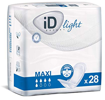 ID Expert Incontinence Pads, Fast Absorbing Disposable Pads for Men and Women, Maxi, Heavy Absorption, Size Normal , Pack of 28