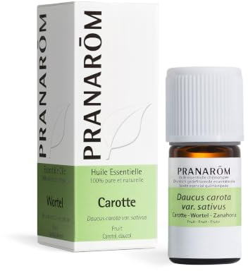 Pranarôm Huile Essentielle Carotte 5 ml | Favorise l'éclat du teint et prépare la peau au bronzage, en soin cutané dilué. 100% pure et naturelle.