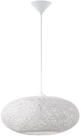 EGLO Pendelleuchte Campilo, 1 flammige Hängelampe, Hängeleuchte aus Textil-Faden und Kunststoff, Esstischlampe in Weiß, Wohnzimmerlampe hängend mit E27 Fassung, Ø 45 cm