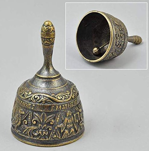 arterameferro Campana Campanello in Ottone Brunito 4 evangelisti da Tavolo Misura Grande