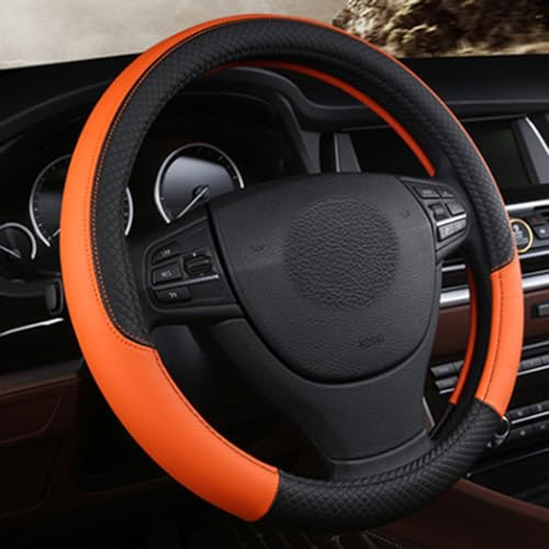 Mikrofaser Leder Lenkradbezug Wavy Line Splice X-Stichmuster Orange