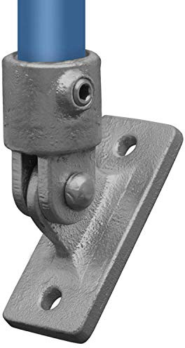 Klemp - Variable-Stütze/Gelenk-Fuss, Rohrverbinder, Boden-Flansch, Temperguss galvanisiert, feuerverzinkt, inkl. Schrauben Typ 51D - 42,4 mm / 1 ¼