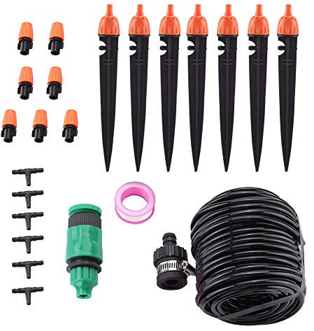 Wifehelper kit di irrigazione per serre, piante, 10 m, kit di irrigazione per piante, irrigazione automatica, kit per serre, piante, aiuole, prati, con distributore di tubi flessibili