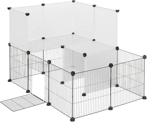 EUGAD Recinto Modulare per Conigli, Recinto per Animali di Piccola Taglia, DIY Recinzione Libera 20 Pannelli 35x35cm,Gabbia per Roditori da Interno in PP per Porcellini d'India,Conigli,Cincillà