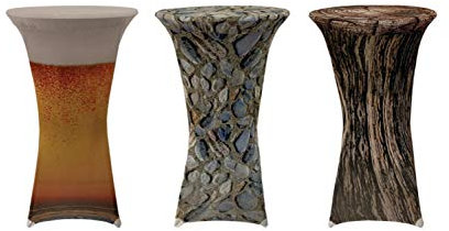 EXKLUSIV HEIMTEXTIL Stehtischhusse Stretch für Bistrotisch mit 4 Fußlaschen Motiv Ø 60x120 cm Baumstamm