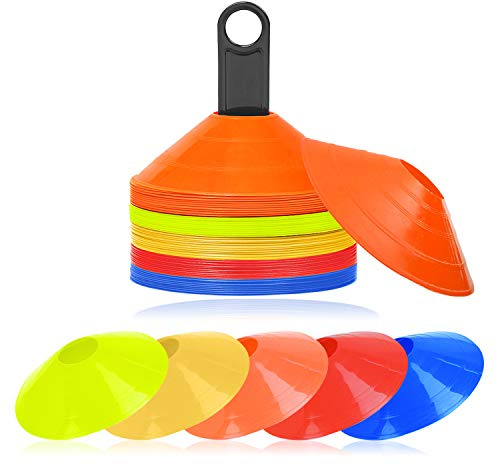 UISEBRT Markierungshütchen 50 Stück - Profi Markierungshütchen Set für Fussball, Hockey, Handball oder Trainingshilfe für Koordination
