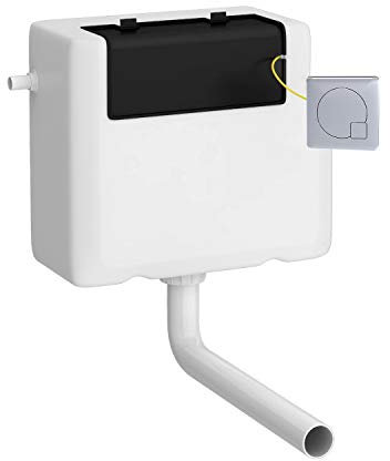 Nuie XTY8M01 Modern Bathroom Universal Access Water Saving Dual Function Cistern with Chrome Square Flush Plate, 340mm