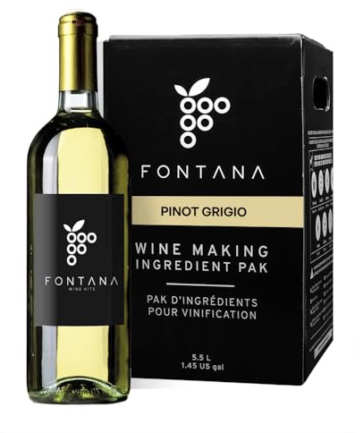 Fontana Italian Pinot Grigio Wine Kit Ingredients - 6 Gallon DIY Kit - Males 30 Bottles of Wine