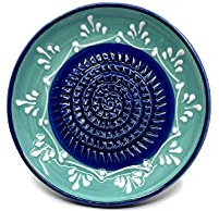 Kaladia - Piatto per grattugiare in ceramica - ideale per zenzero, parmigiano, ecc. - Motivo: turchese/blu - Diametro: 12 cm - Fatto a mano e dipinto a mano - Made in Spagna