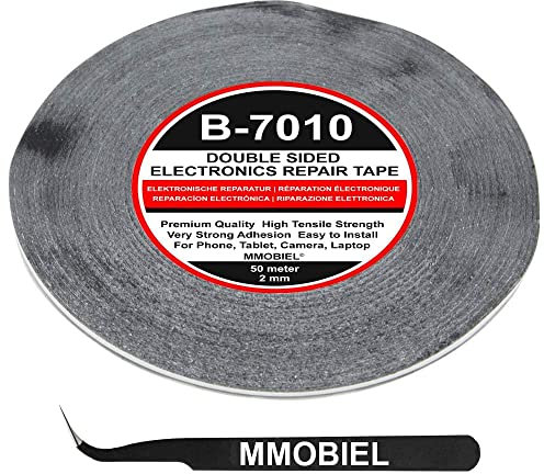 MMOBIEL Double Sided Adhesive Tape 2mm 5 Pack of 50m Rolls (Total 250m / 820ft) Black Ultra Strong Mounting Tape for LCD Screen Repair, Smartphone Tablet Laptop Glass Fix