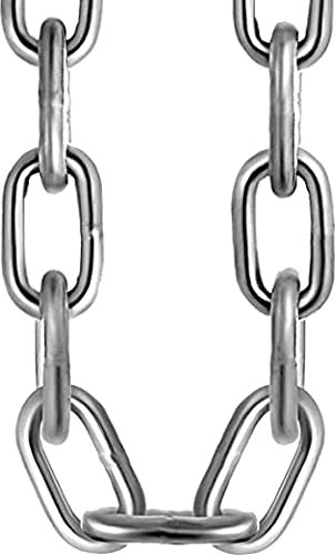Heavy Duty Galvanised Metal Link Chain Thick Stainless Steel for Bike Lock Padlock Security Gate Fence Gym Weight Lifting Extra Strong Long Length Welded Hot Metal Dipped Polished (3MM, 1 Metre)