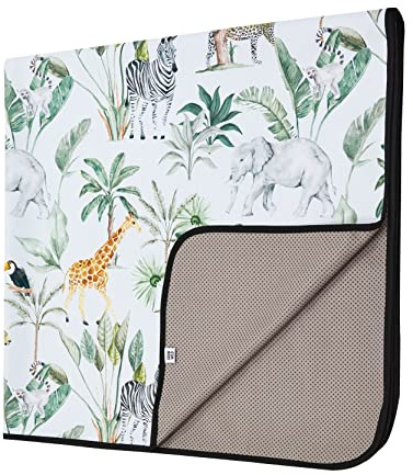 Grow Wild Non Slip Baby Splash Mat for Under High Chair | Waterproof, Washable Messy Floor Protector, Play Mat for Toddlers, Kids Craft (Tropical Jungle)