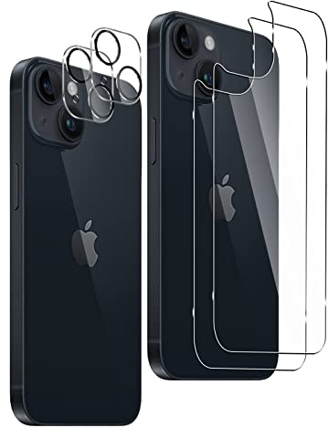 Liilaa Back Pellicola Compatibile con iphone 14 6.1, [2 + 2 Pezzi] Pellicola Protettiva Posteriore + Pellicola Fotocamera, Durezza 9H Anti Graffi HD Vetro Temperato Retro