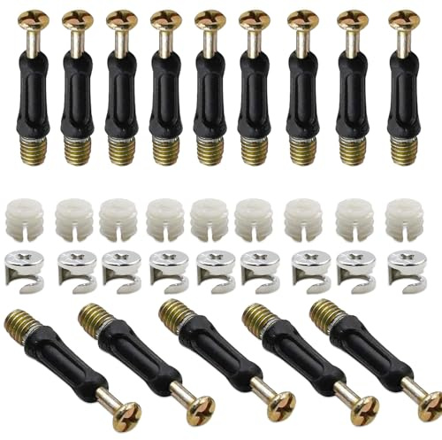 50 Sets 3 in 1 Furniture Connecting Kit，Cam Lock Nuts and Cam Screws, Furniture Connecting Fittings with Dowel, Nuts and Cam Screws for Cabinet Drawer Dresser Furniture Connecting Fittings