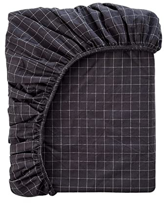 Bettlaken mit Gummizug Kariert Spannbettlaken Boxspringbett Spannbetttuch for Mädchen Jungen Teenager Erwachsene 100% Gewaschene Baumwolle (Color : T, Size : 90x200+20cm)