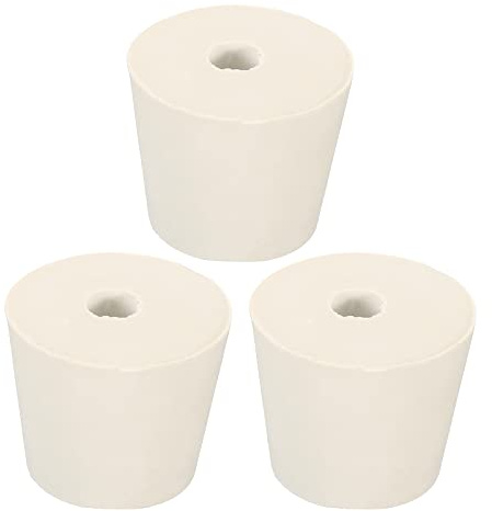 sourcing map 3Stk Gummi Konisch Stecker 28mm bis 37mm mit Loch Test Rohre Stöpsel Stopfen Weiß für Lab Haus