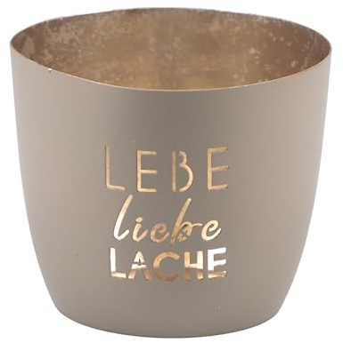 Seaside No.64 - Maritime Windlichter Baltic aus Metall mit ausgestanzten Motiven - Verschiedene Farbkombinationen für Teelichter & Stumpenkerzen in Haus und Garten (LeLiLa - Sand, Gold)