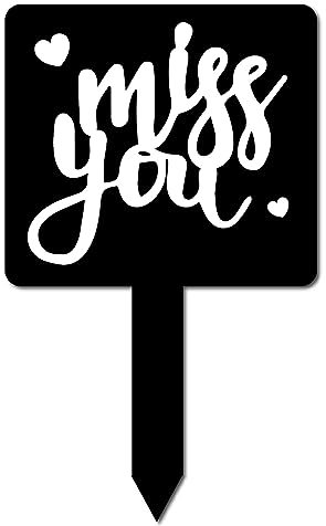 CREATCABIN Marqueur Funéraire Missing You Memorial Piquet de Jardin en Acrylique Étanche Plaque Commémorative Commémorative pour Extérieur Yard Grave Cimetière Décoration 10 x 6,(5) cm