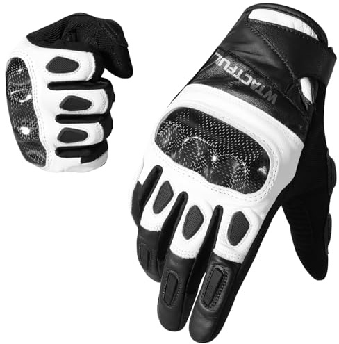 WTACTFUL Gants de Moto avec Renforts Carbone aux articulations - Plein Doigt compatibles écran Tactile pour VTT, BMX, ATV, Motocross - Homme Femme