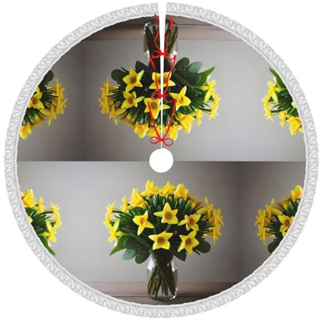 Blumenstrauß von Narzissen Druck Weihnachtsbaum Rock Weihnachtsbaum Rock Winter Baum Rock 91,4 cm für Weihnachten Indoor Outdoor