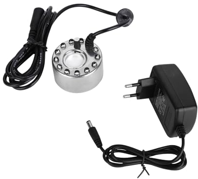 Hangrow Nebulizzatore ad ultrasuoni con 12 luci colorate, nebulizzatore a ultrasuoni da 24 V, mini macchina per nebbia per acquari di pietra con luci colorate (B)