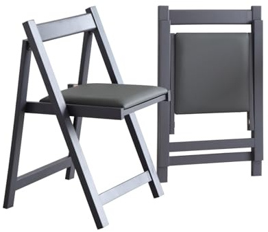 FUNROLUX Folding Dining Chairs with Padded Seats 2 Pack Wooden Folding Chairs for Kitchen Table Event Party Indoor 198LB Weight Capacity (Grey)