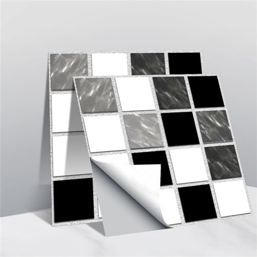 Fliesenaufkleber, Selbstklebend 3D Mosaik Fliesenaufkleber Küche Bad Schlafzimmer Wasserdicht Fliesen Dekoration Aufkleber, PVC Kristallfolie, 10x10cm (A, 20)