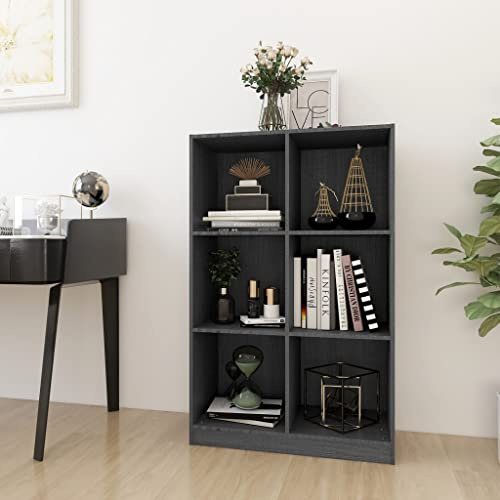 CKioict Eckvitrine Modernes Standregal Wohnzimmermöbel Bücherregal Grau 70x33x110 cm Massivholz Kieferfür Wohnzimmer Schlafzimmer und Homeoffice