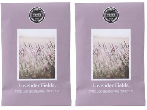 Bridgewater 2 pack of LAVENDER FIELDS Large Scented Sachet Bag, Drawer Fragrance Wardrobe Air Room Freshener for Living Room Bedroom Bathroom Laundry Basket or Car