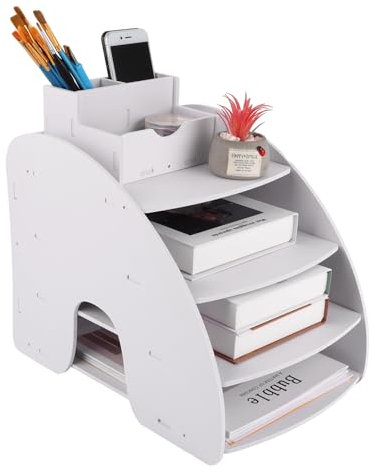 Oungy A4 Dokumentenhalter Briefablage Weiß 4 Ebenen Ablage Schreibtisch Papierablage Ablagefächer Schreibtischablage für Büro Schule Zuhause