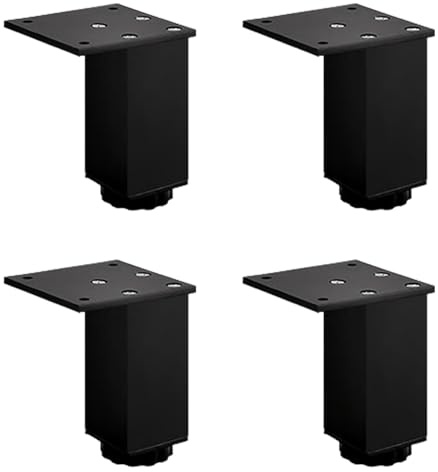 YJRZYQKXKL Cabinet Legs Black, 4pcs Square Furniture Legs Adjustable Aluminum Alloy | Anodized Surface Cabinet Feet Height: 3-40cm Furniture Feet Table Legs Sofa Legs-12cm/4.7