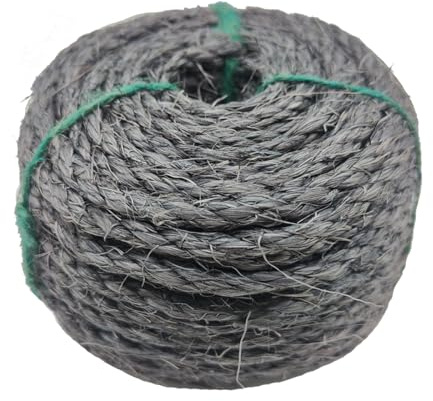 Sisalrep för Cat Cactus Scratching Stolpe 6 mm * 30 m, Cat Rep for DIY Cactus Scratching Stolpe & Reparation Cat Repair, Grå